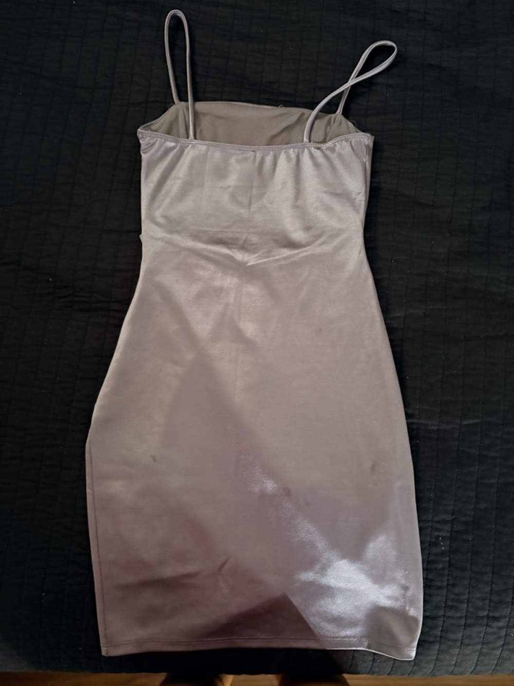 Windsor Lavender Gray Satin Spaghetti-Strap Mini Dress - Picture 2 of 3